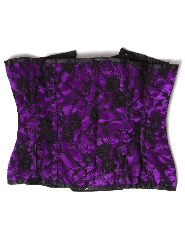 Floral Underbust Corset Purple 24 Inch