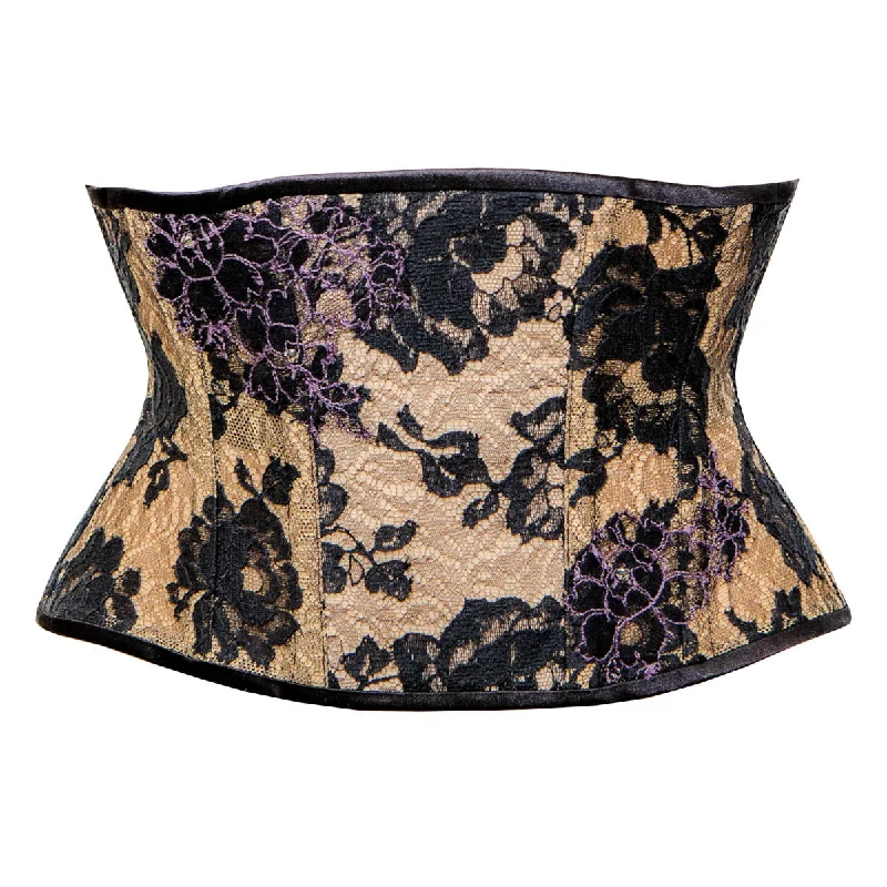 Nocturne Lace Appliqué & Bobbinet Tulle Cincher Corset - size 22" ONLY