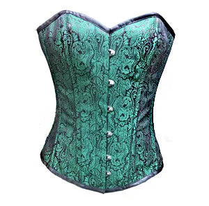 Plus Size Green brocade corset Costume For Halloween Overbust Top