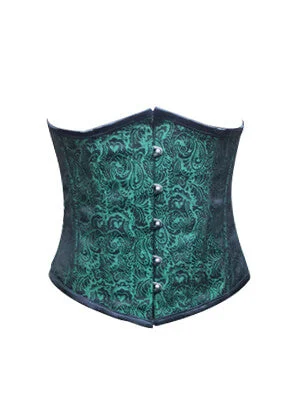 Plus Size Green Black Brocade Cotton Halloween Underbust Bustier Waist Training Corset