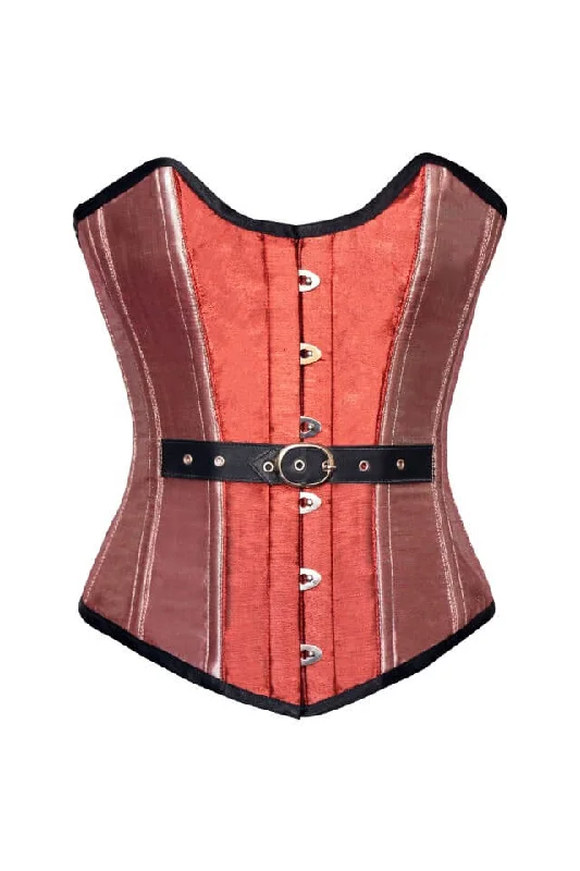 Plus Size Orange Pink Silk Gothic Burlesque Corset Waist Training Overbust