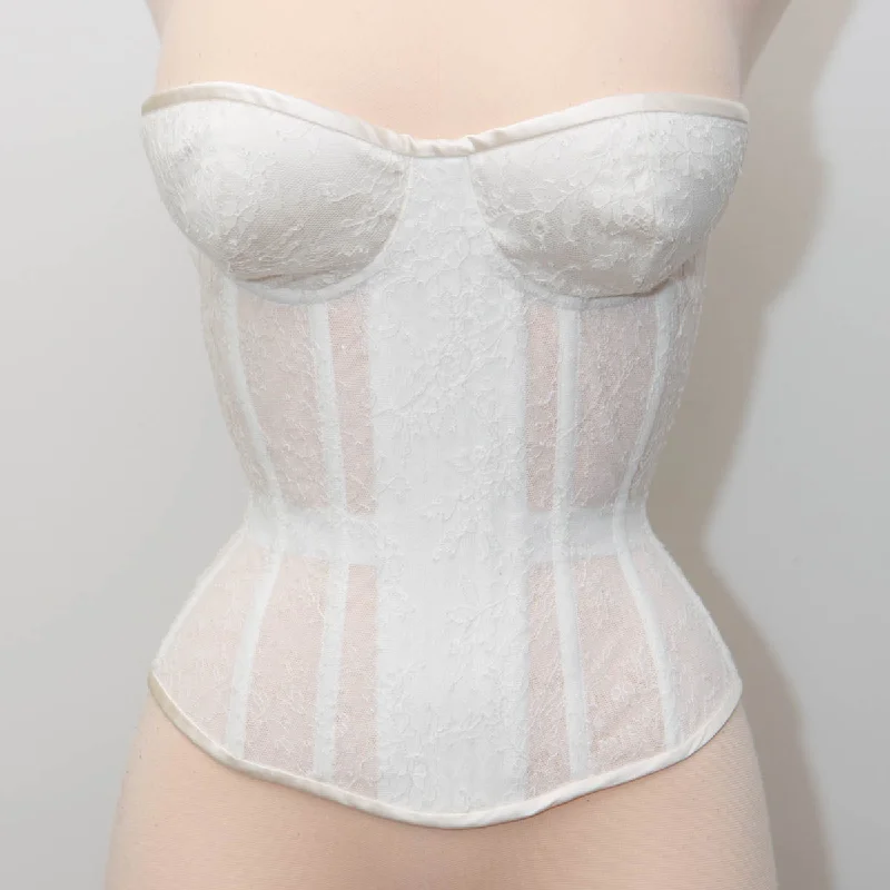 SAMPLE Bridal Cupped Bobbinet Lace Corset - 20" Waist, 30D/32C Cup