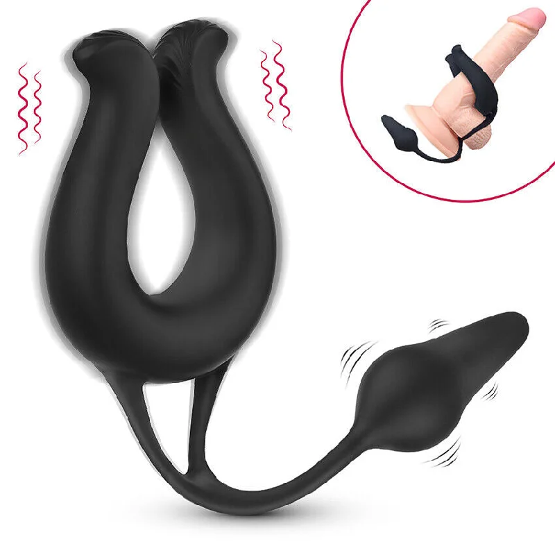 9 Modes Vibrating Cock Ring & Anul Plug Massager