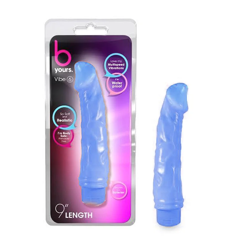 Blush B Yours Vibe 6 Realistic 9.25 in. Vibrating Dildo Blue