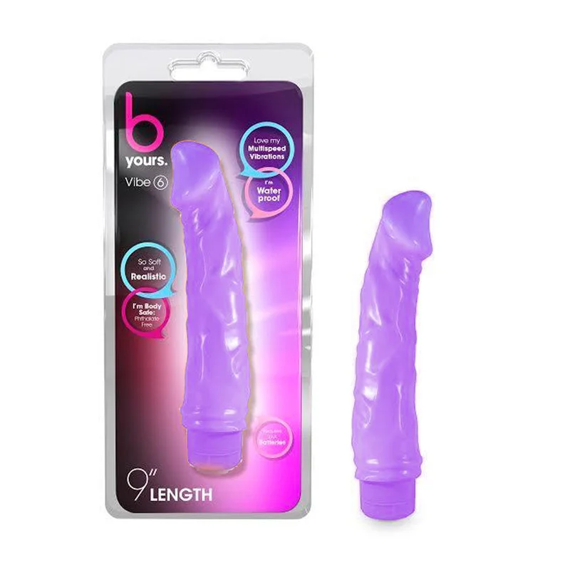 Blush B Yours Vibe 6 Realistic 9.25 in. Vibrating Dildo Purple