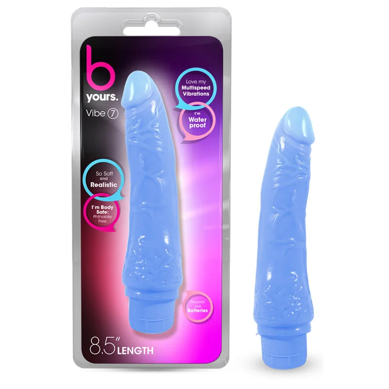 Blush B Yours Vibe 7 Realistic 8.75 in. Vibrating Dildo Blue