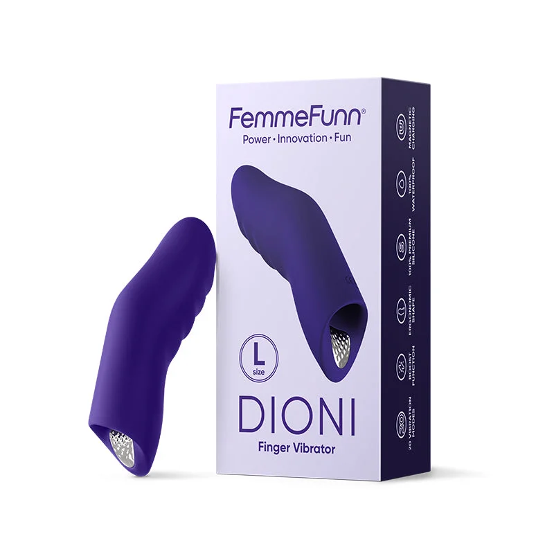 FemmeFunn Dioni Rechargeable Silicone Finger Vibrator Large Dark Purple