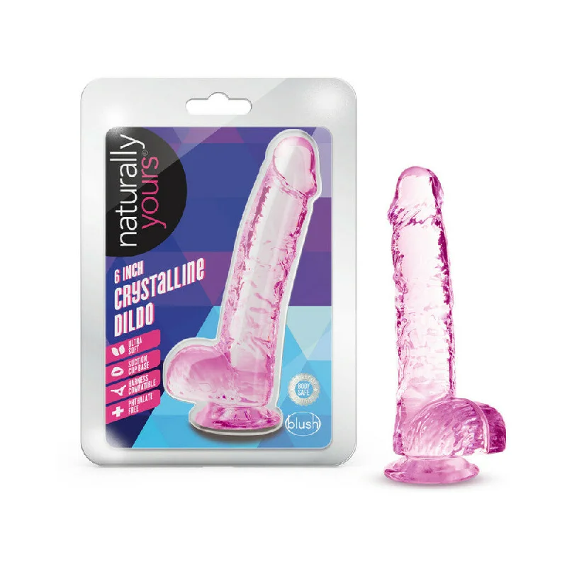 Naturally Yours Crystalline Dildo 6 In. Rose