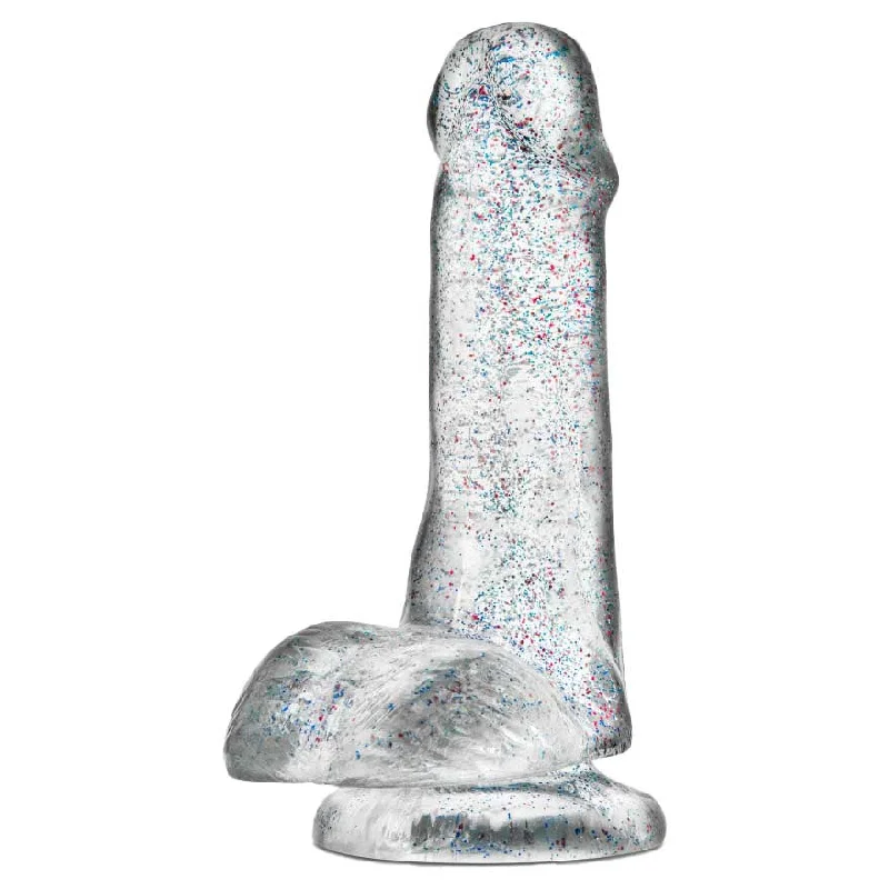 Naturally Yours Realistic Glitter Clear 6" Dildo with Balls and Suction Cup