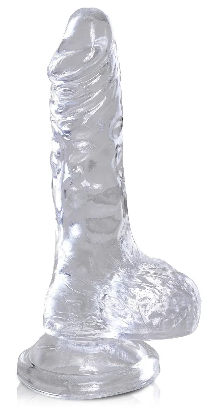 Pipedream King Cock Clear 4 Inch Suction Cup Dildo with Balls