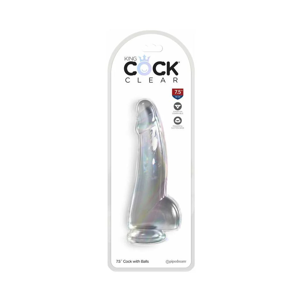 Pipedream King Cock Clear with Balls 7.5in Clear