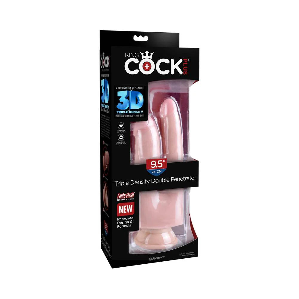 Pipedream King Cock Plus Triple Density Double Penetrator 9.5 in. Realistic Dildo