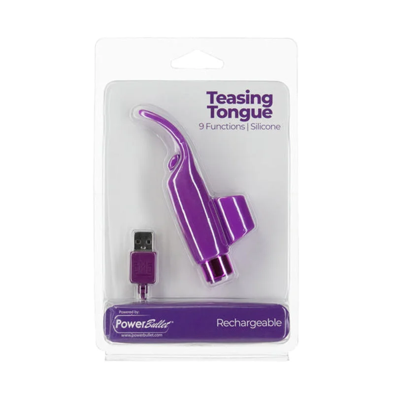 Powerbullet Teasing Tongue With Mini Rechargeable Bullet 2.5 in. Purple