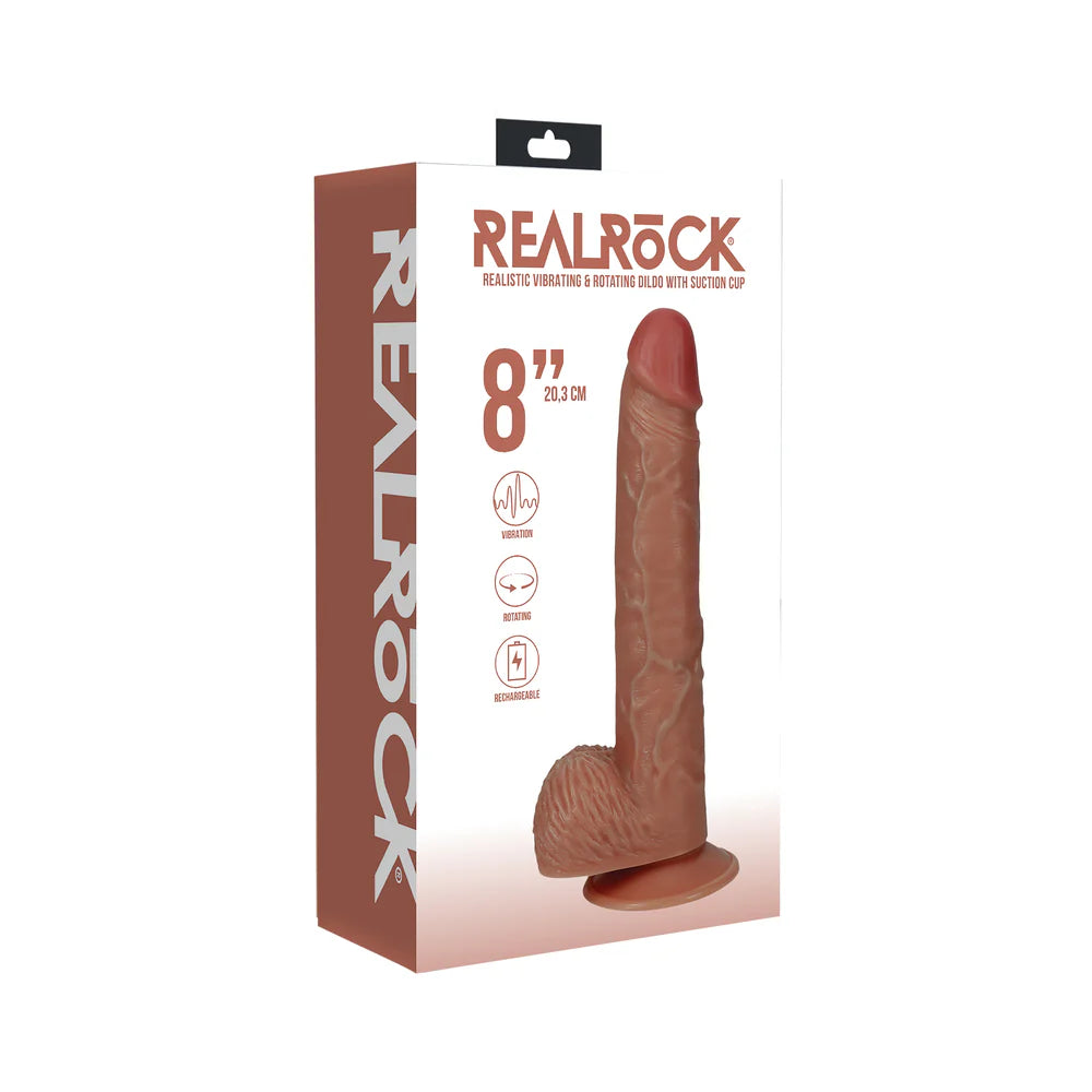 RealRock 8 in. Vibrating and Rotating Cock with Balls Regular Straight