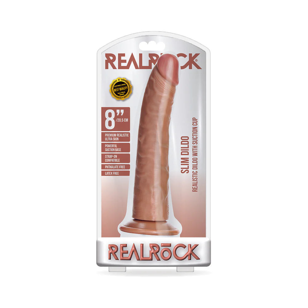 RealRock Realistic 8 in. Slim Dildo With Suction Cup