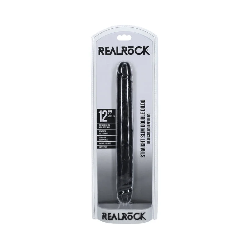 RealRock 12 in. Slim Double-Ended Dong Black