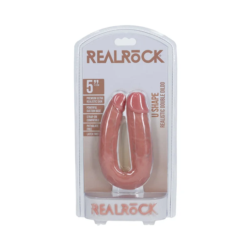 RealRock 5 in. U-Shaped Double Dildo Beige