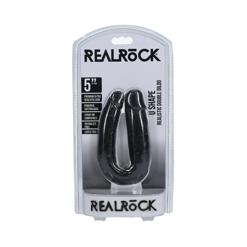 RealRock 5 in. U-Shaped Double Dildo Black