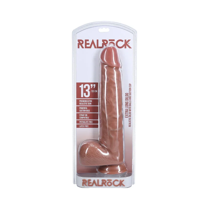 RealRock Extra Long 13 in. Dildo with Balls Tan