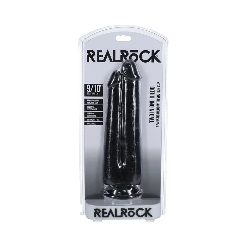 RealRock Two in One 9 in. / 10 in. Dildo Black