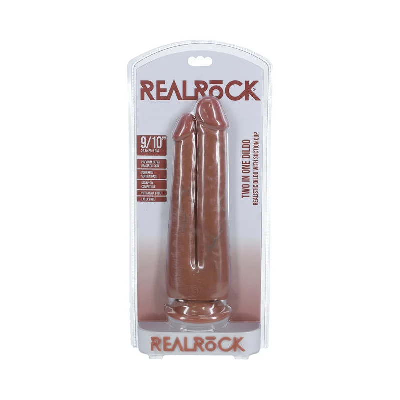 RealRock Two in One 9 in. / 10 in. Dildo Tan